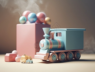婴儿玩具蓝色火车头背景图片