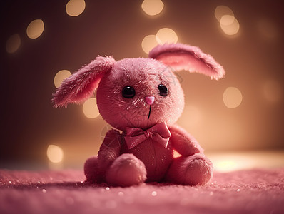 粉色玩具兔子图片
