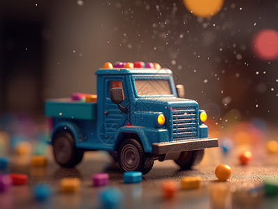 可爱的蓝色卡车背景图片