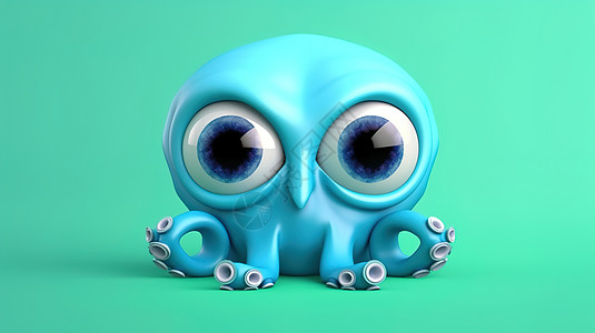 3D蓝色章鱼背景图片