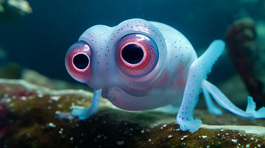 蓝色大眼睛的海底生物图片