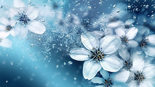 有水滴花瓣的白色花朵图片