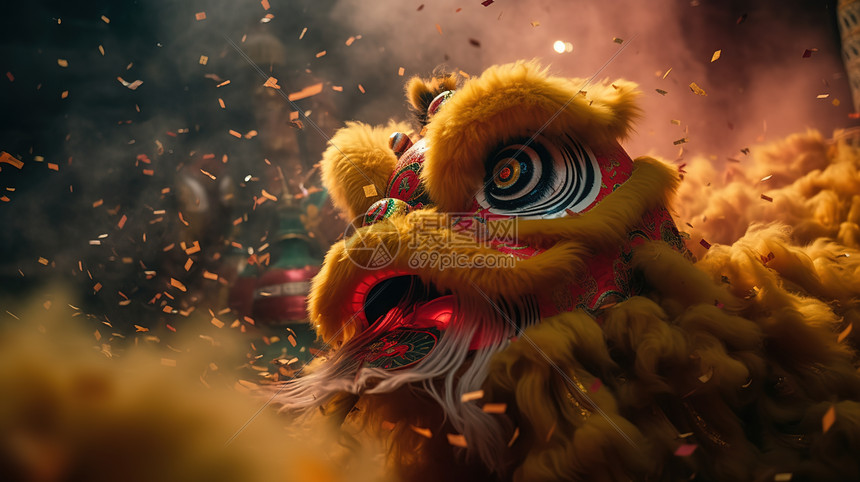 高清舞狮插画图片下载-正版图片402458522-摄图网