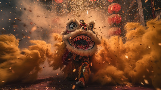 新年舞狮背景插画图片下载-正版图片402458524-摄图网