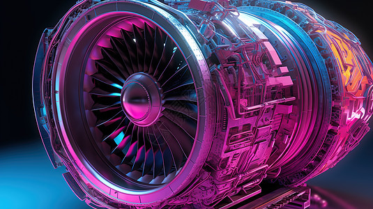 紫色涡轮大型发动机图片