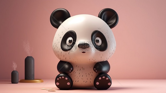 3D可爱卡通中国熊猫动物模型图片