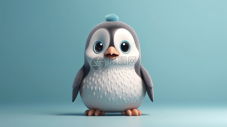 3D可爱卡通企鹅动物模型图片
