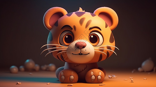 3D可爱卡通老虎动物模型图片