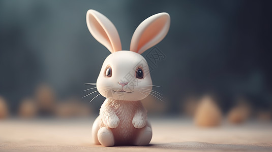 3D可爱卡通兔子动物模型插画