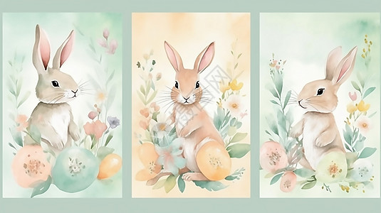 复活节可爱的兔子背景图片