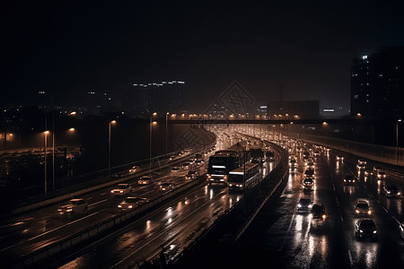 夜晚的城市交通背景图片