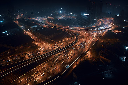 夜晚的繁华城市交通图片