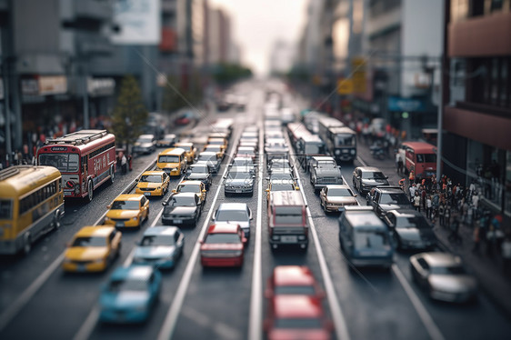 城市交通堵车数字艺术图片