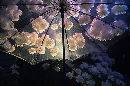 花下透明雨伞背景图片