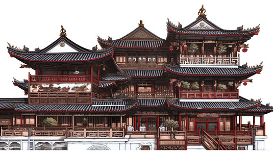 中国古代楼阁背景图片