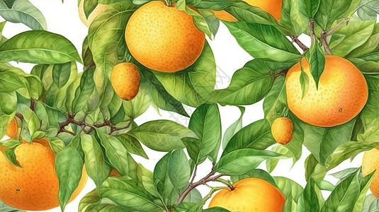橙子水彩画图片