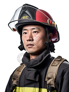 穿着消防服的消防员肖像照图片