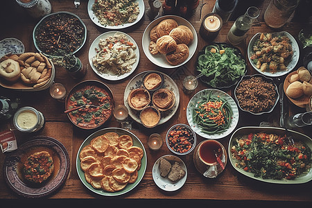 摆满食物的餐桌图片