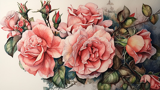 玫瑰手绘水彩花卉图片