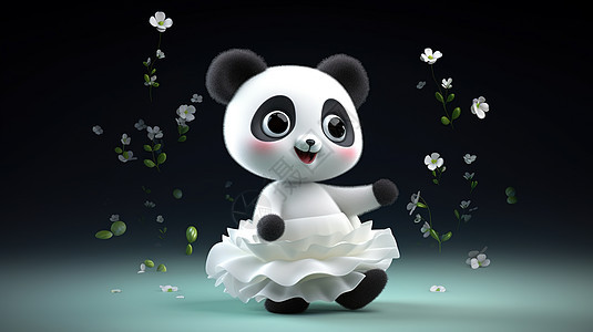 舞台上的可爱熊猫背景图片