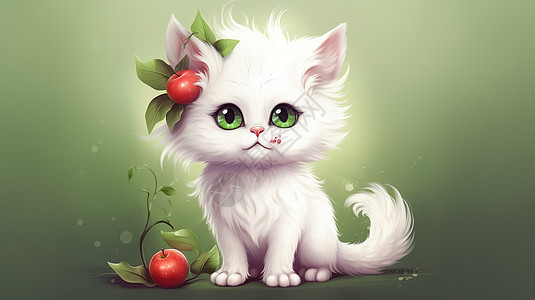 3D可爱的白色小猫图片