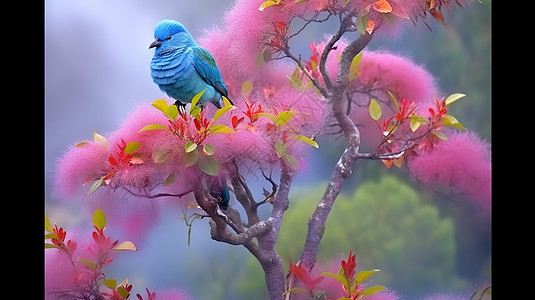 落在枝头的蓝色小鸟图片