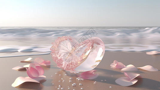 海边的心形水晶图片