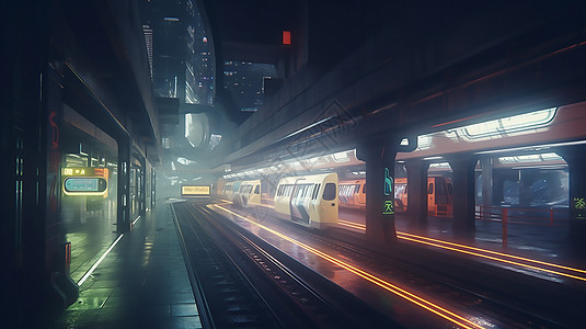 未来科幻交通地铁站图片