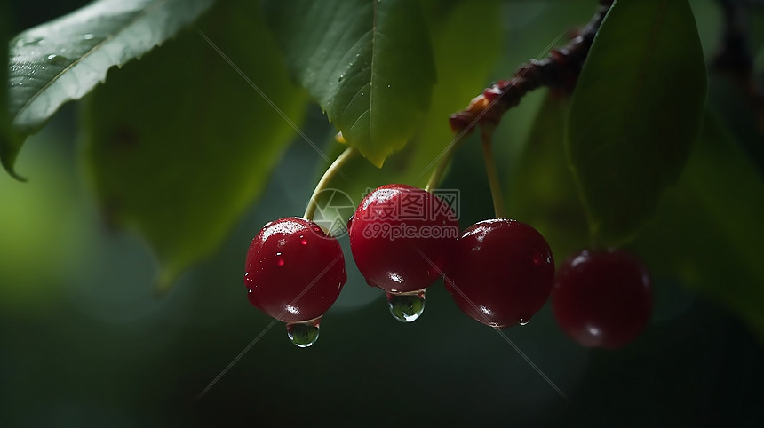 滴水的樱桃图片