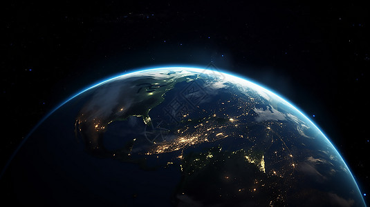 俯瞰地球地球夜晚高清图片