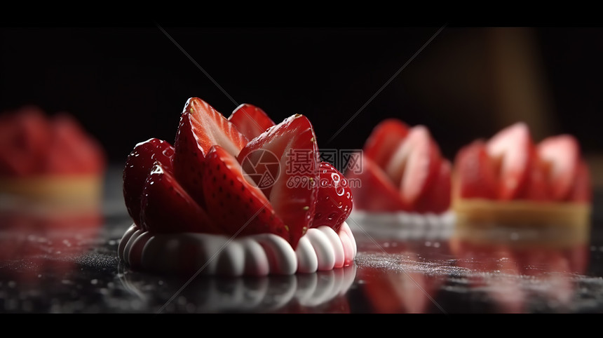 美味的草莓甜点蛋糕食物图片