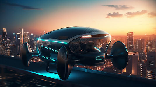 汽车 未来未来无人机插画