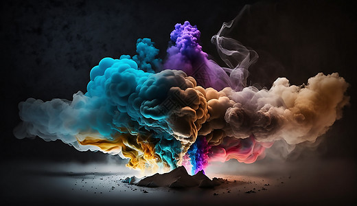 彩色流动烟雾背景图片