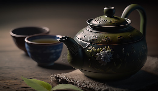 茶壶和茶杯背景图片