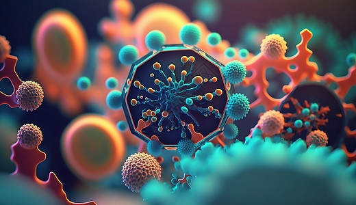 科学实验室环境中的细菌和病毒细胞图片