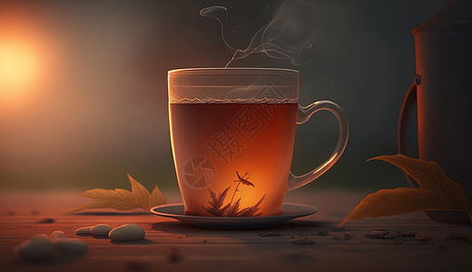 一杯优雅的热茶水图片