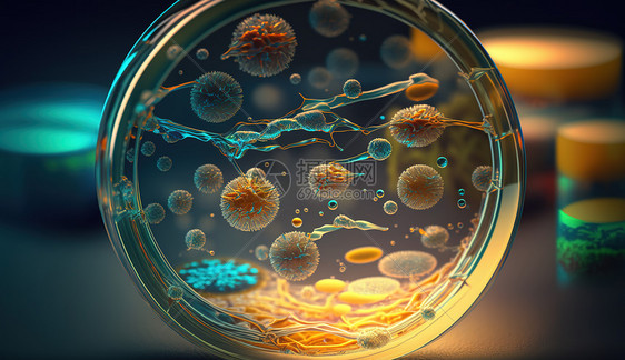 创意微观菌群场景图片