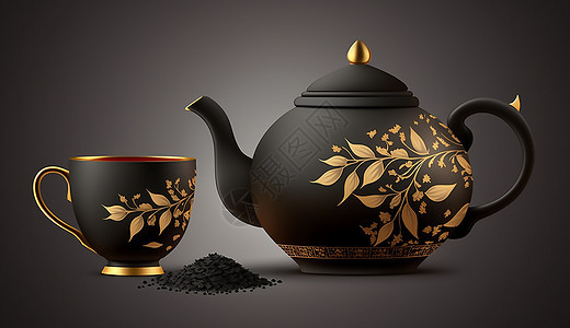 精致的茶壶和茶杯图片