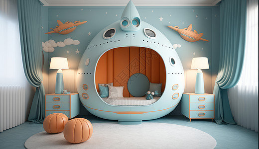 太空主题儿童卧室图片