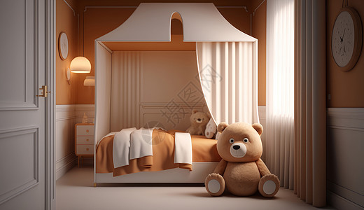 浅棕色温馨的儿童主题卧室图片
