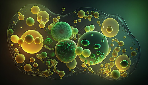 黄绿色细胞微观显示背景图片