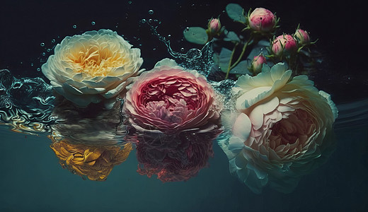 在水面上的浪漫花朵背景图片