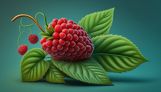 红色的树莓背景图片