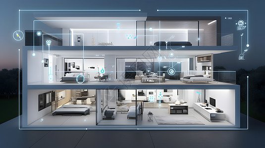 未来网络2D智能家居展示图插画