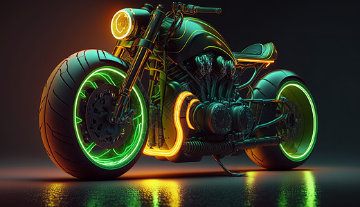 霓虹光科技感摩托车图片