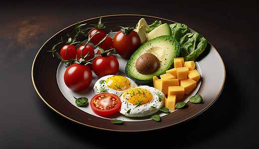 西红柿鸡蛋蔬菜沙拉照片图片