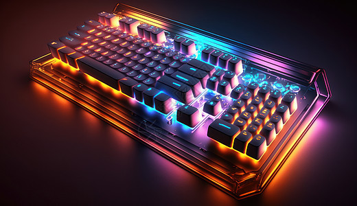 霓虹光科技感键盘背景图片