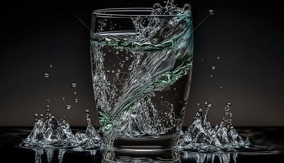 冷水倒入玻璃杯中图片