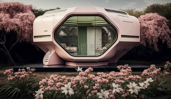 粉色科幻建筑图片