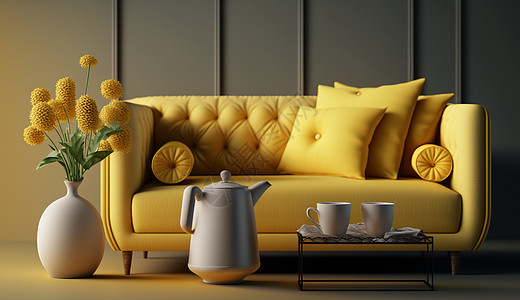 时尚的淡黄色沙发图片
